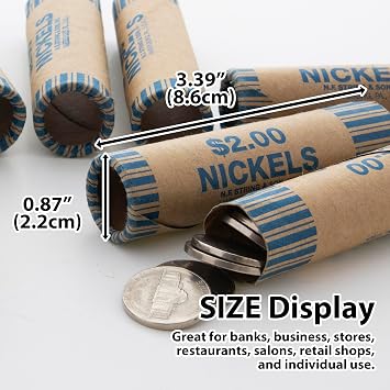 BAZIC Products Nickel Coin Wrappers, $2 Rolls, Bulk 36 Pack