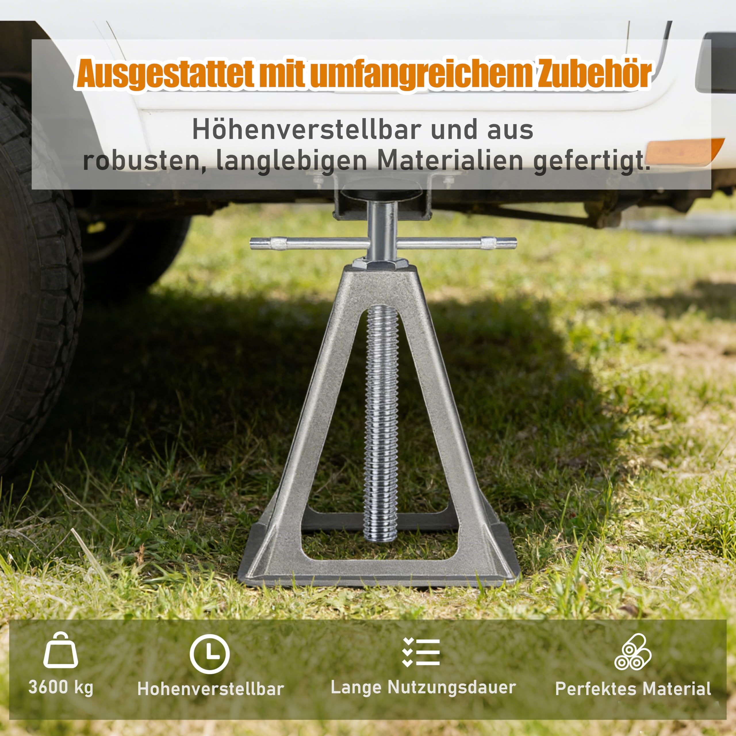 Lot de 4 supports en aluminium pour caravane - Hauteur réglable - Pour caravane, camping-car, voiture