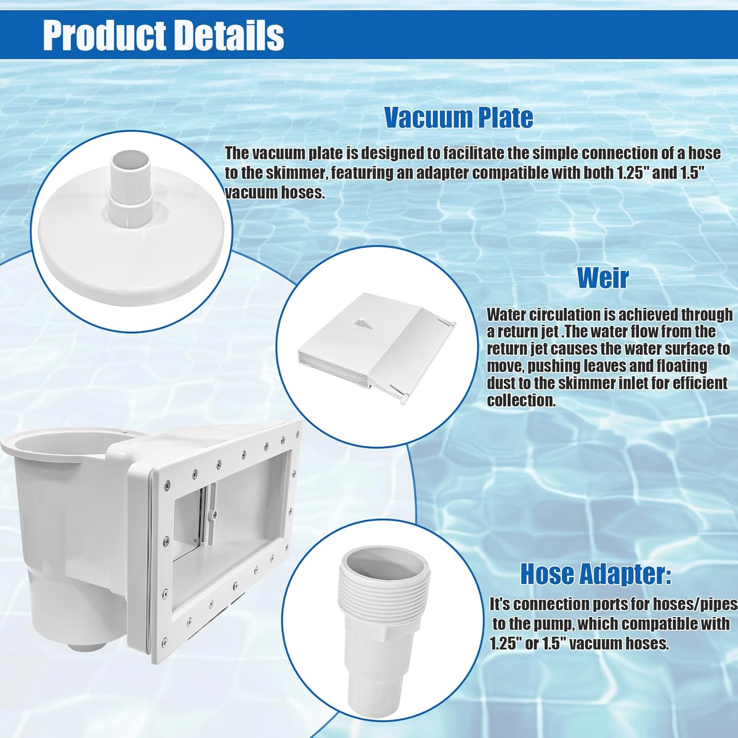 Wide Mouth Above Ground Pool Skimmer Kit Through Wall Skimmer Pool Kit