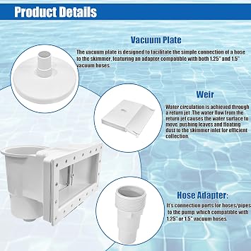 showingo Above Ground Pool Skimmer Kit Wide Mouth Through Wall Skimmer Pool Kit