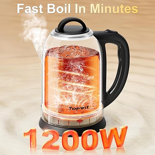 Miniatura 2 de Topwit Hervidor eléctrico grande de 2.5 L, caldera de agua y calentador de acero inoxidable sin BPA, hervidor de té eléctrico de hervir rápido,