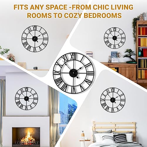 Miniatura 8 de Relojes de pared de 16 pulgadas (15.7 in), funciona con pilas, relojes de pared para decoración de sala de estar, dormitorio, oficina, baño,