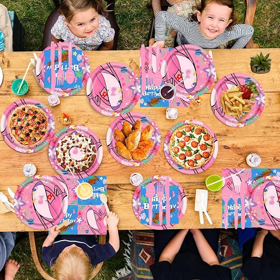 61Pcs Kids Birthday Party Tableware Set, Cartoon Theme Decoration Supplies, Boys Girls Party Decoration Includes Plates Cups Paper Napkins Tablecloth (20 Guests)