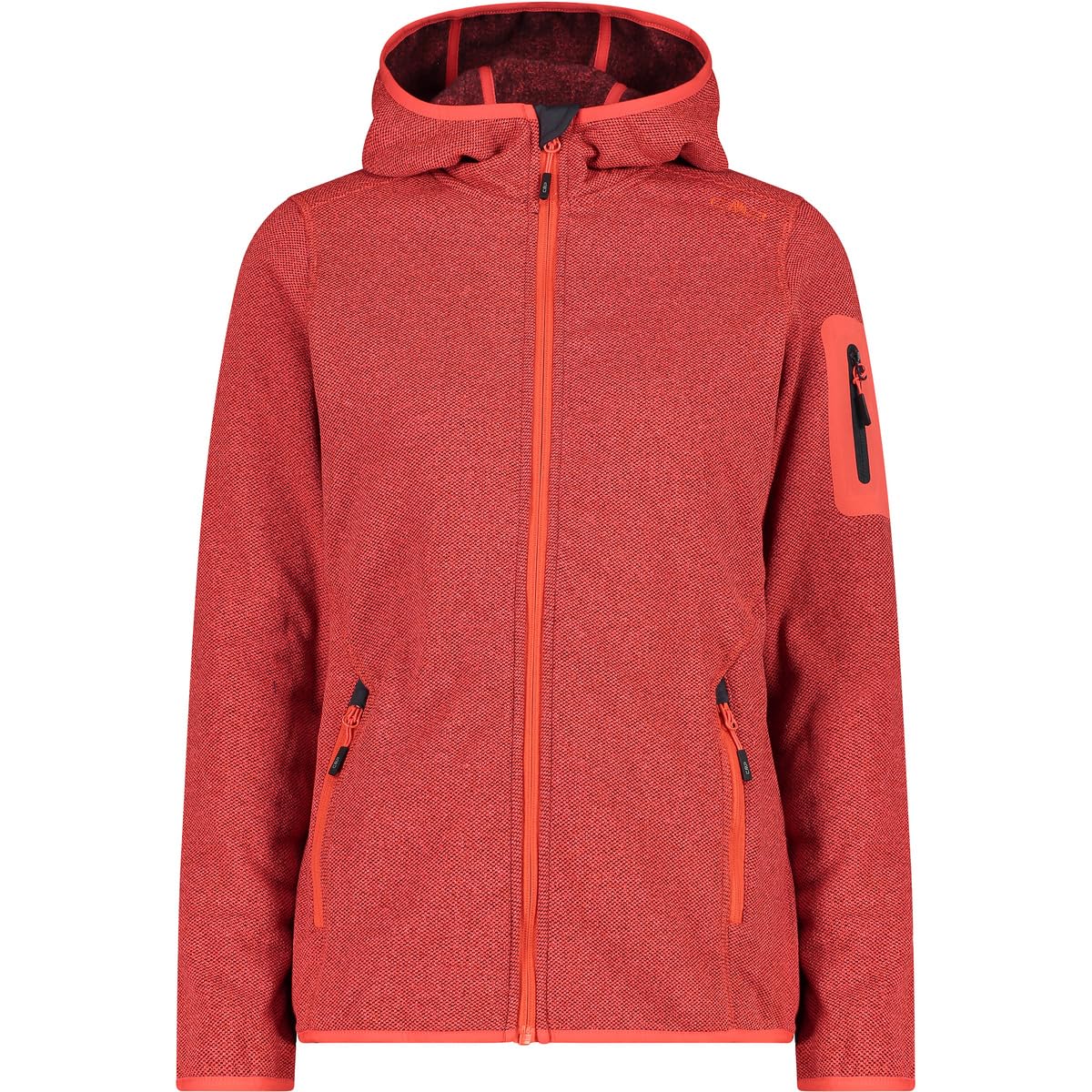 CMP - Woman Jacket Fix Hood, Red Fluo-Poppy-Anthracite, XXS