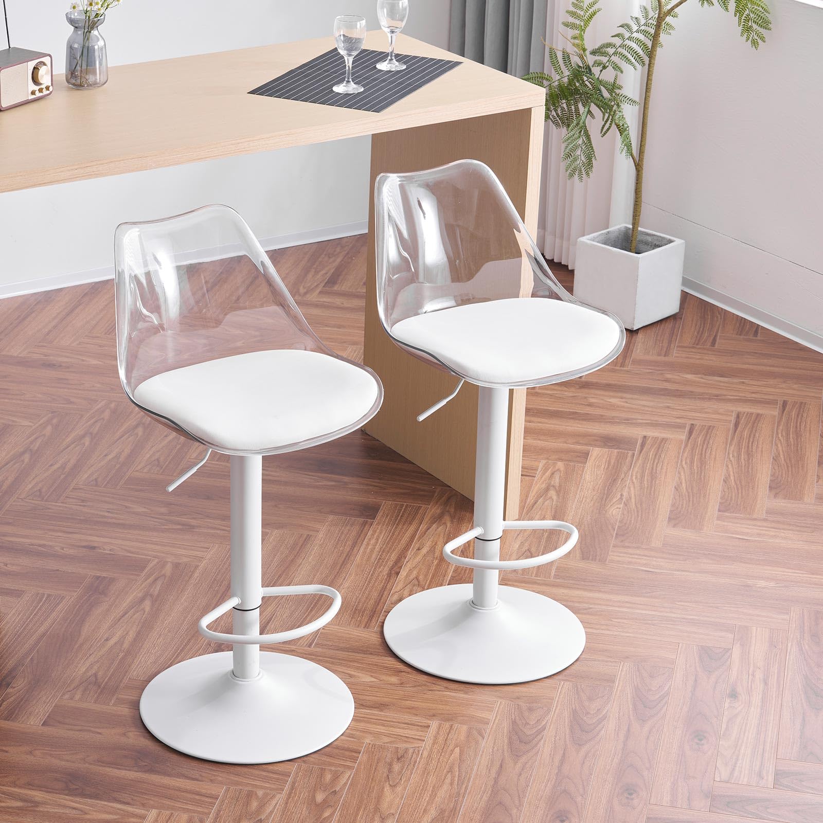 lot 2 tabourets bar transparents