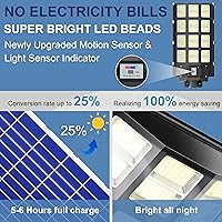 Vista 3 de Luz de calle solar loyoele de 8000 W para exteriores, resistente al agua, luz de calle LED solar al aire libre de 120,000 lúmenes 7000 K