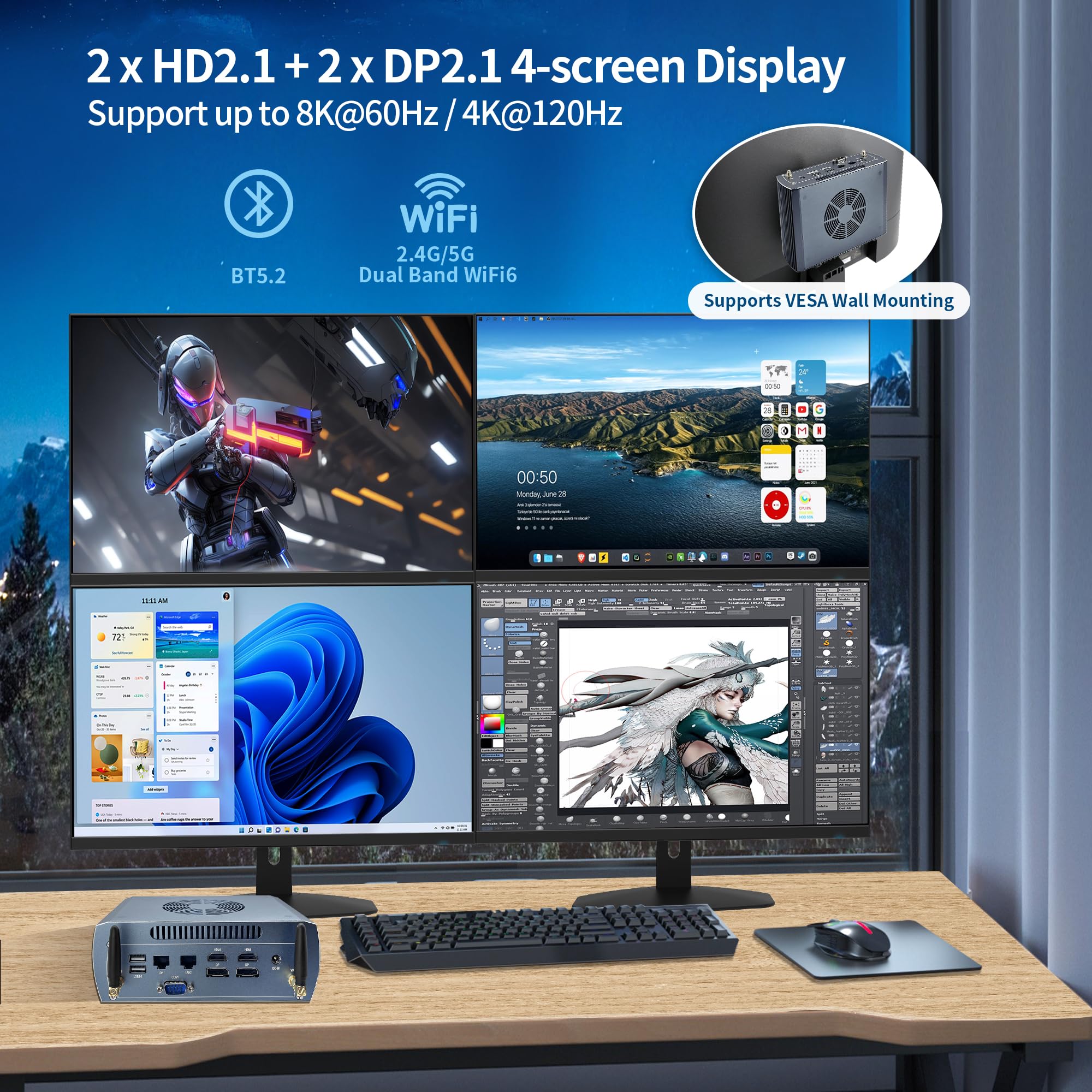 Amazon.co.jp: AIOPCWA ミニPC AMD Ryzen 7 8845HS ゲーミングPC、2 x