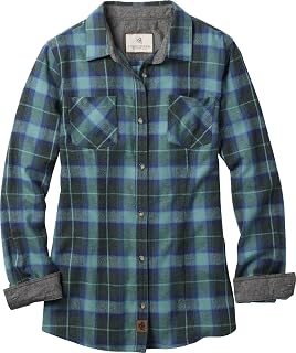 Legendary Whitetails Women's Cottage Escape Plaid Flannel Shirt - 100% Soft Cotton, Long Sleeve Button-Down