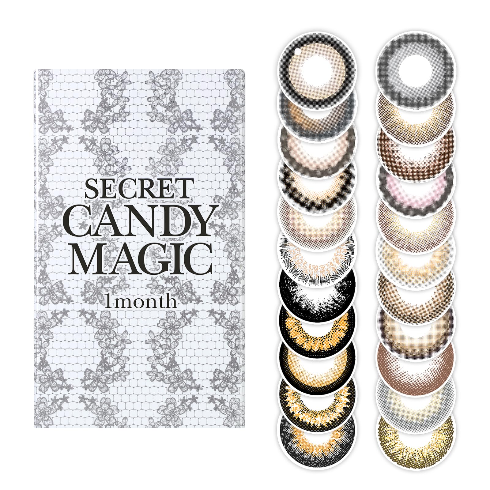 カラコン シークレットキャンディーマジック ワンマンス 度なし 1箱2枚入 Secret Candy Magic 1month 板野友美 PWR：-00.00／COLOR：ラメブラウン