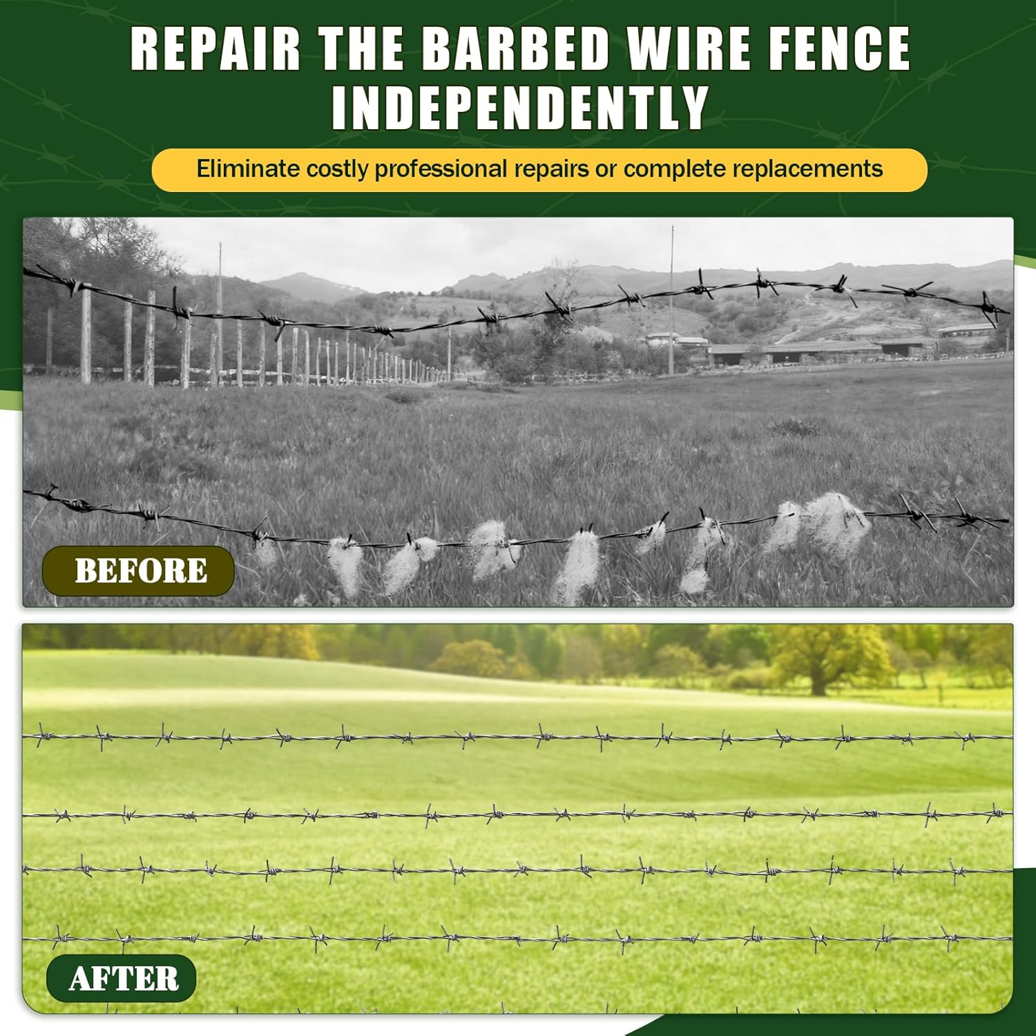 Fence Wire Repair Tool, Fence Fixer for Fence Repair, Barbed Wire Fence Stretcher Tool, Fence Tightener, Horse & Cattle Fencing Tools for Mesh, Plain or Electric Wire in Farm, Ranch or Garden, Blue