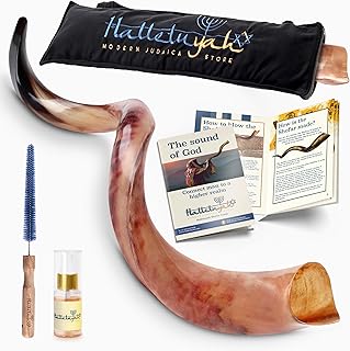 HalleluYAH Original Kosher Fully-Polished Kudu Shofar From Israel | Easy Blowing with Deep Sound | Include Velvet Bag, Clean Brush and Shofar Guide