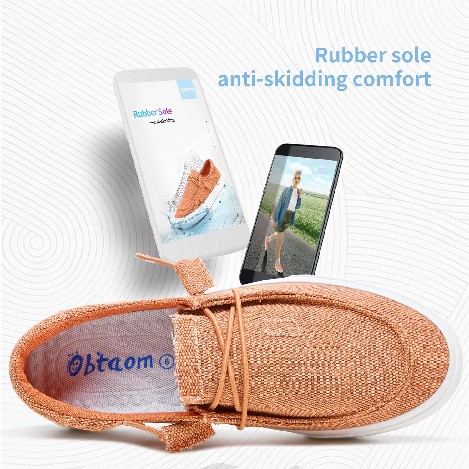 Obtaom Women Canvas Loafers Light-Weight Slip on Loafers Comfortable Boat Lace up Canvas Fishion Sneakers - Image 5