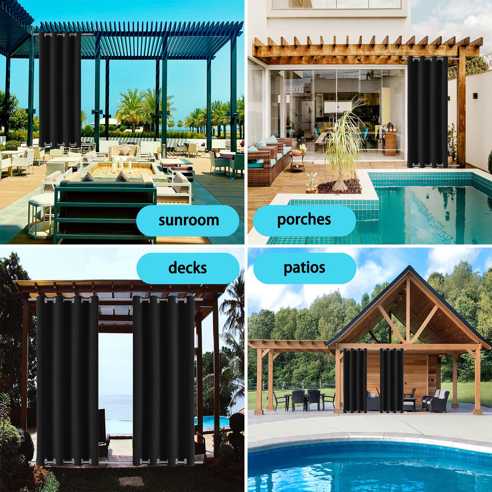 Tenda Impermeabile Per Gazebo E Patio MINGPINHUIUS - Oscurante, Termica, Per Privacy Esterna, 132x213 Cm