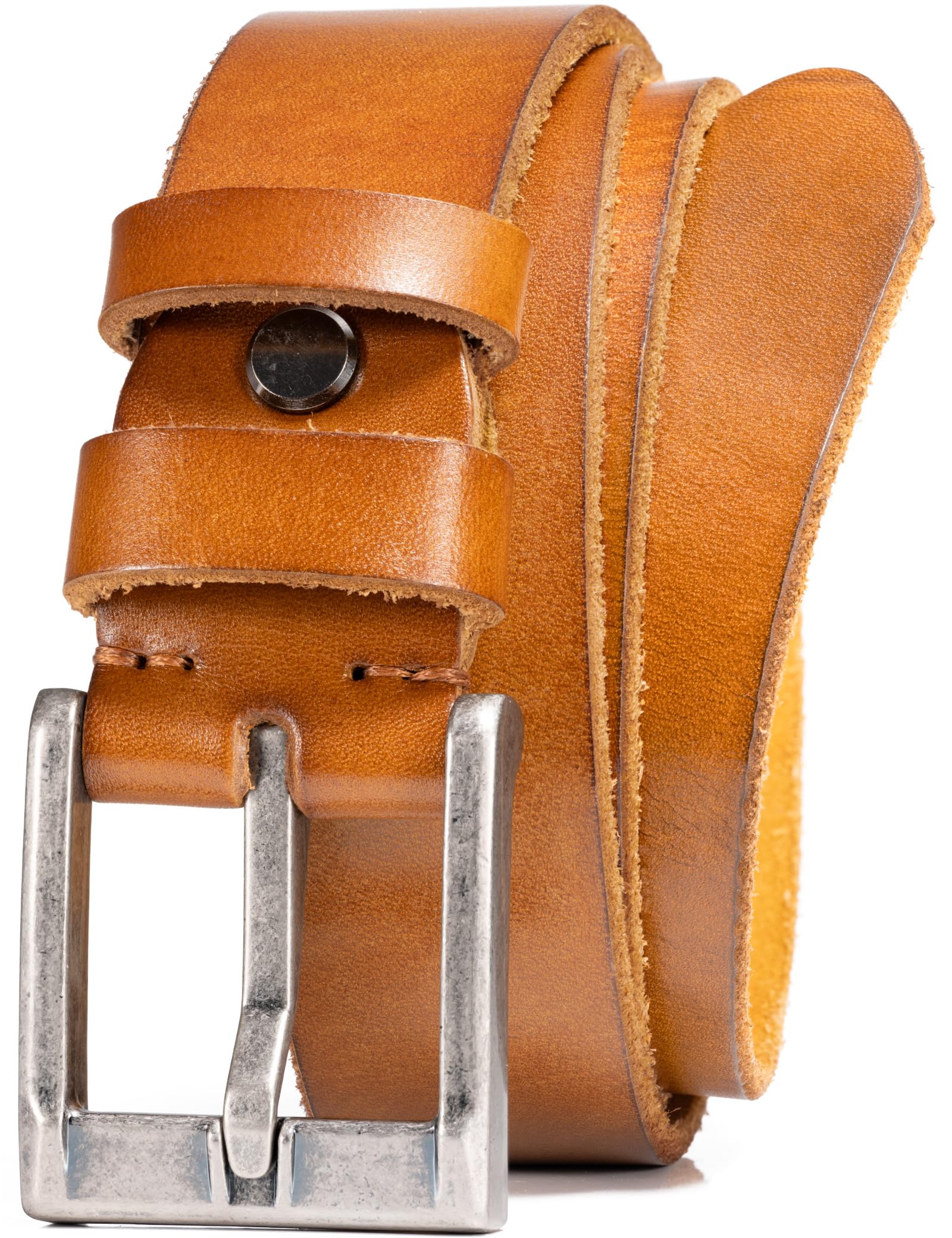 WOLFANT Handmade Full Grain Leather Casual Belts for Men,100% Italian Real Solid Durable Leather Work Belt