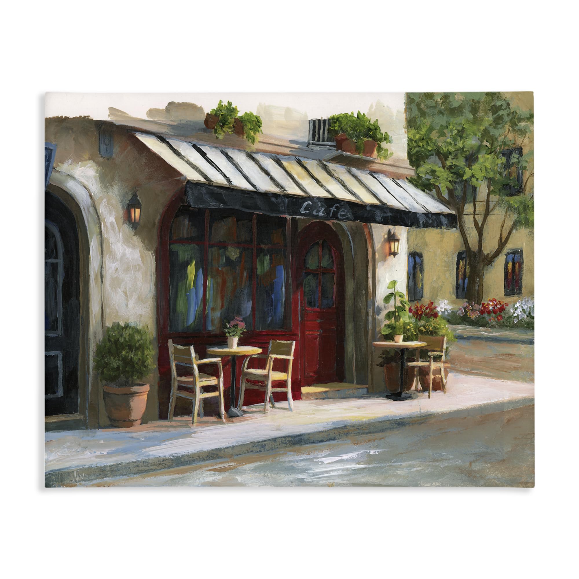 'Charming Sidewalk Cafe Tables'| Canvas Art