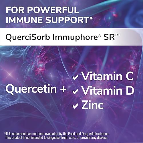 Miniatura 3 de QuerciSorb Immuphore SR Quercetina, suplemento de apoyo inmunológico, liberación sostenida, vitamina C, vitamina D3 y zinc, apoya la función
