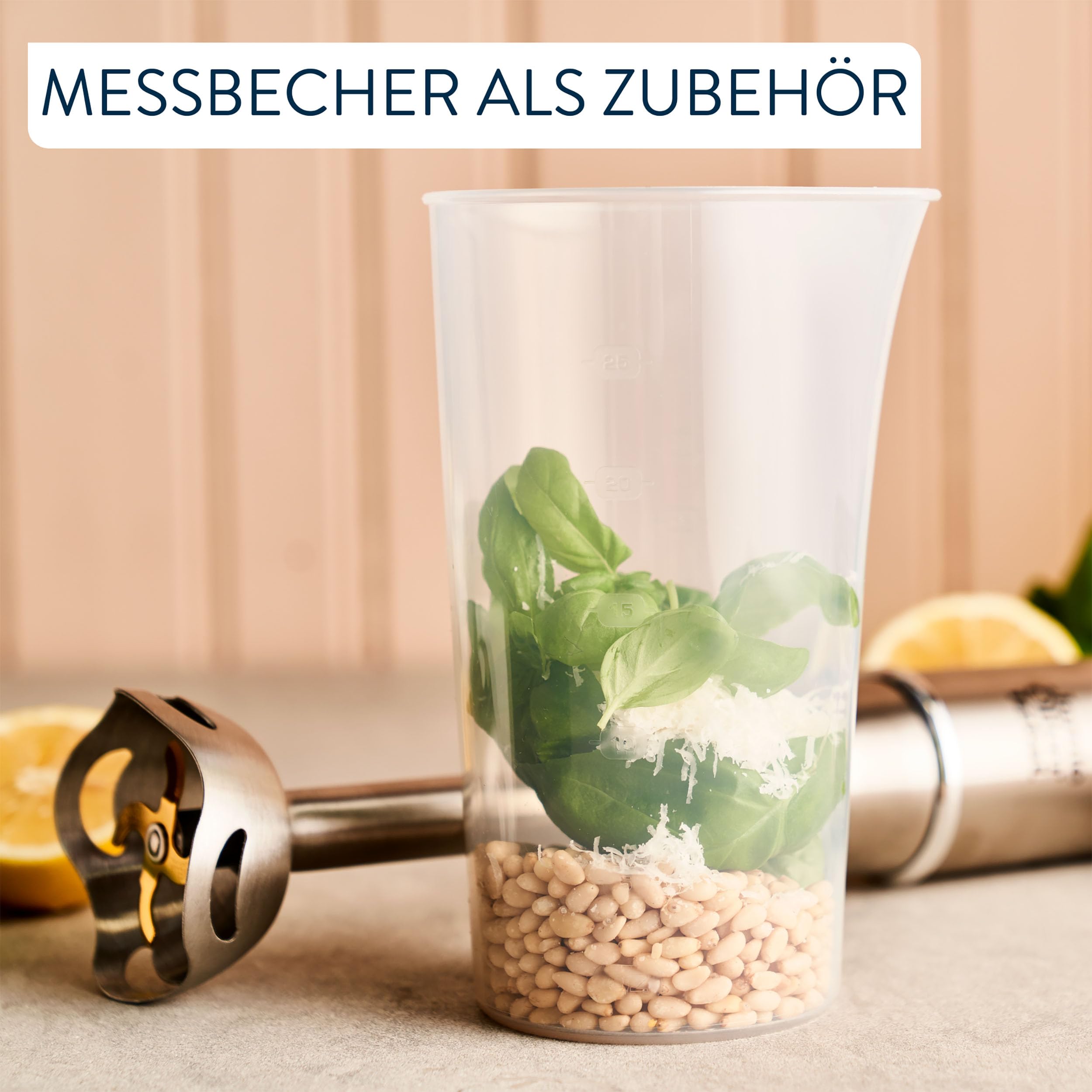 Jamie Oliver by Tefal Stabmixer, Edelstahlklingen, 1200 Watt, Mixerfuß spülmaschinengeeignet, Multi-Speed Trigger, Spritzschutz, inkl. 800 ml Becher, Mixer, Schwarz/Edelstahl, HB95JD10