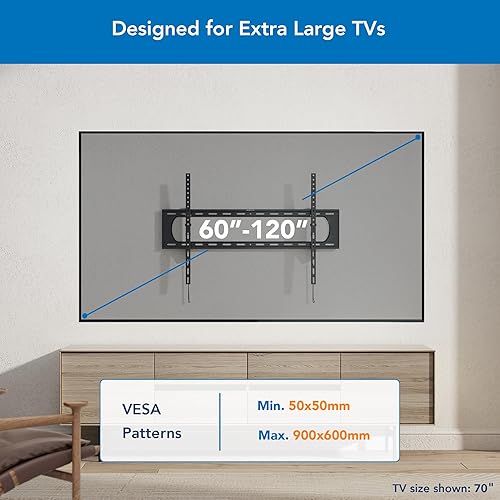 Miniatura 2 de Mount-It! Soporte de pared XXL resistente para televisores extra grandes, soporte de TV inclinable, VESA máximo de 900 x 600, soporta hasta 264