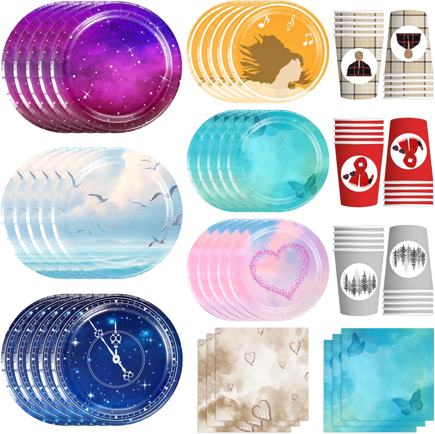 Singult 120Pcs Birthday Party Plates?Star Party Supplies Include 30Pcs 7" Plates 9" Plates Paper Cups and Napkins Music Party Plates for Music Party Decorations Serves 30 Guests