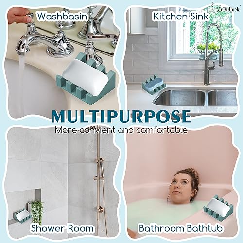 Miniatura 33 de Jabonera de silicona para barra de jabón para ducha, baño, bandeja de secado de cascada autodrenante, mantiene las barras de jabón limpias en seco