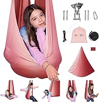 Vista 13 de OUTREE Columpio sensorial para niños con gancho giratorio de 360°, columpio de terapia interior ideal para autismo, TDAH, trastorno de procesamiento