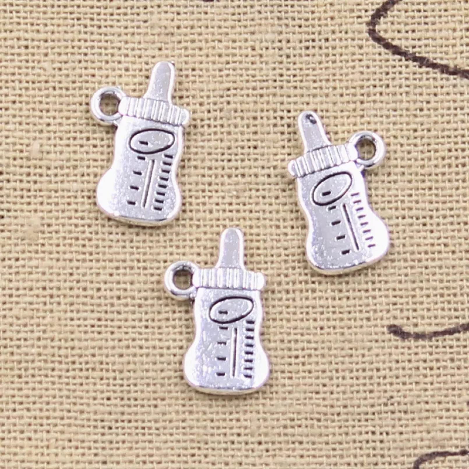 FZSWD 30pcs Charms Baby Feeding Bottle 16X8mm Antique Silver Color Pendants Diy Crafts Making Findings Handmade Tibetan Jewelry