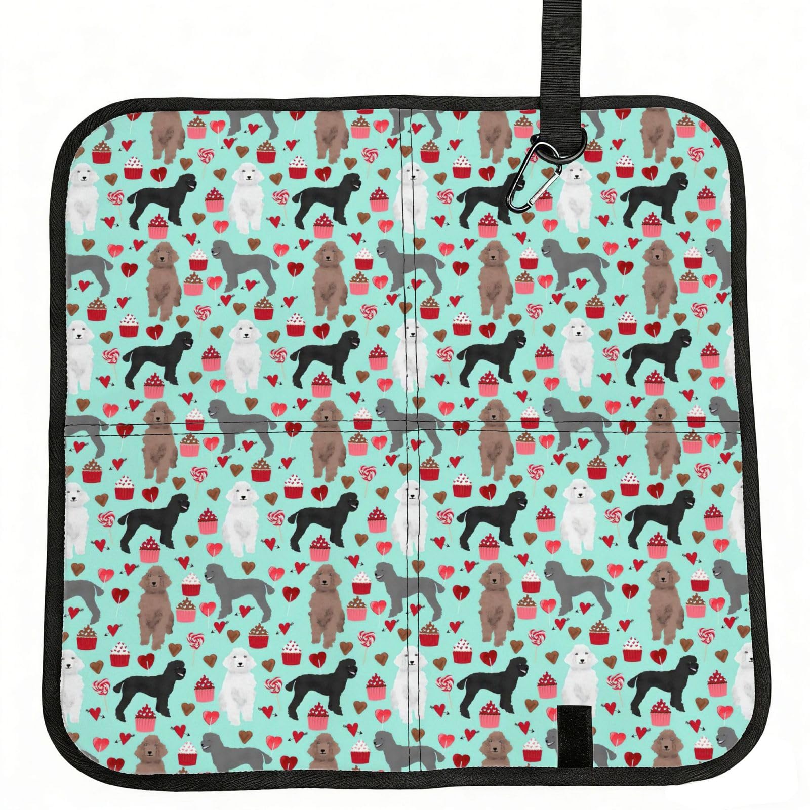 eeprty Poodles Dogs Printed Portable Seat Cushion Strap, Foldable Pad for Stadium Bleachers Hiking Travel