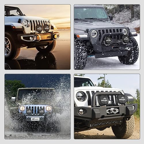 Vista 70 de Nilight Cubierta de luz redonda de 5.75 pulgadas, cubierta protectora de cuero negro de 6 pulgadas de diámetro, para zanja auxiliar, antiniebla