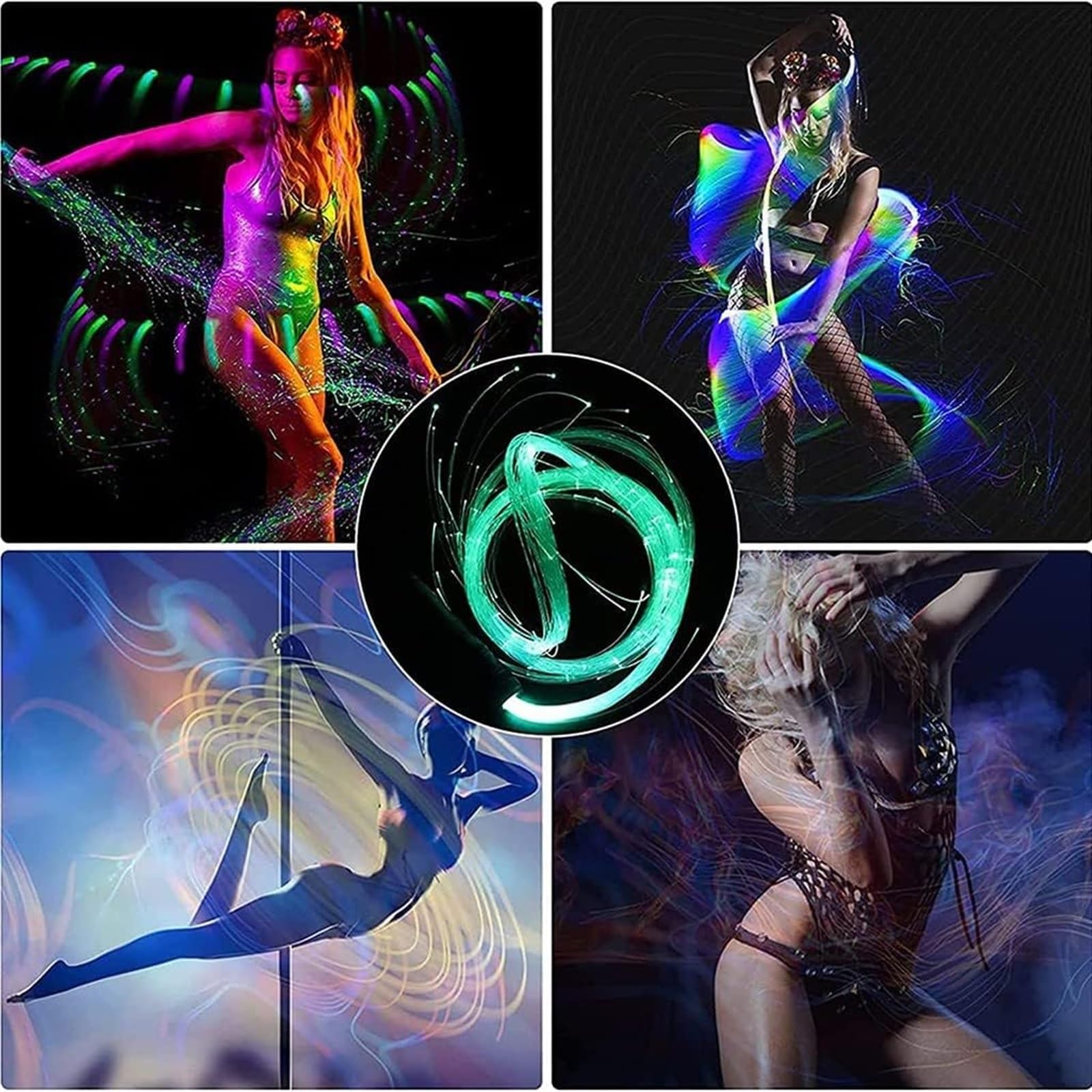 Bicchiere a Fibra Ottica Frusta in Fibra Ottica a LED, Frusta Leggera, Frusta Pixel Girevole a 360° con 10 Colori, Frusta Leggera, Giocattolo a Flusso Perfetto for la Danza, Le Feste