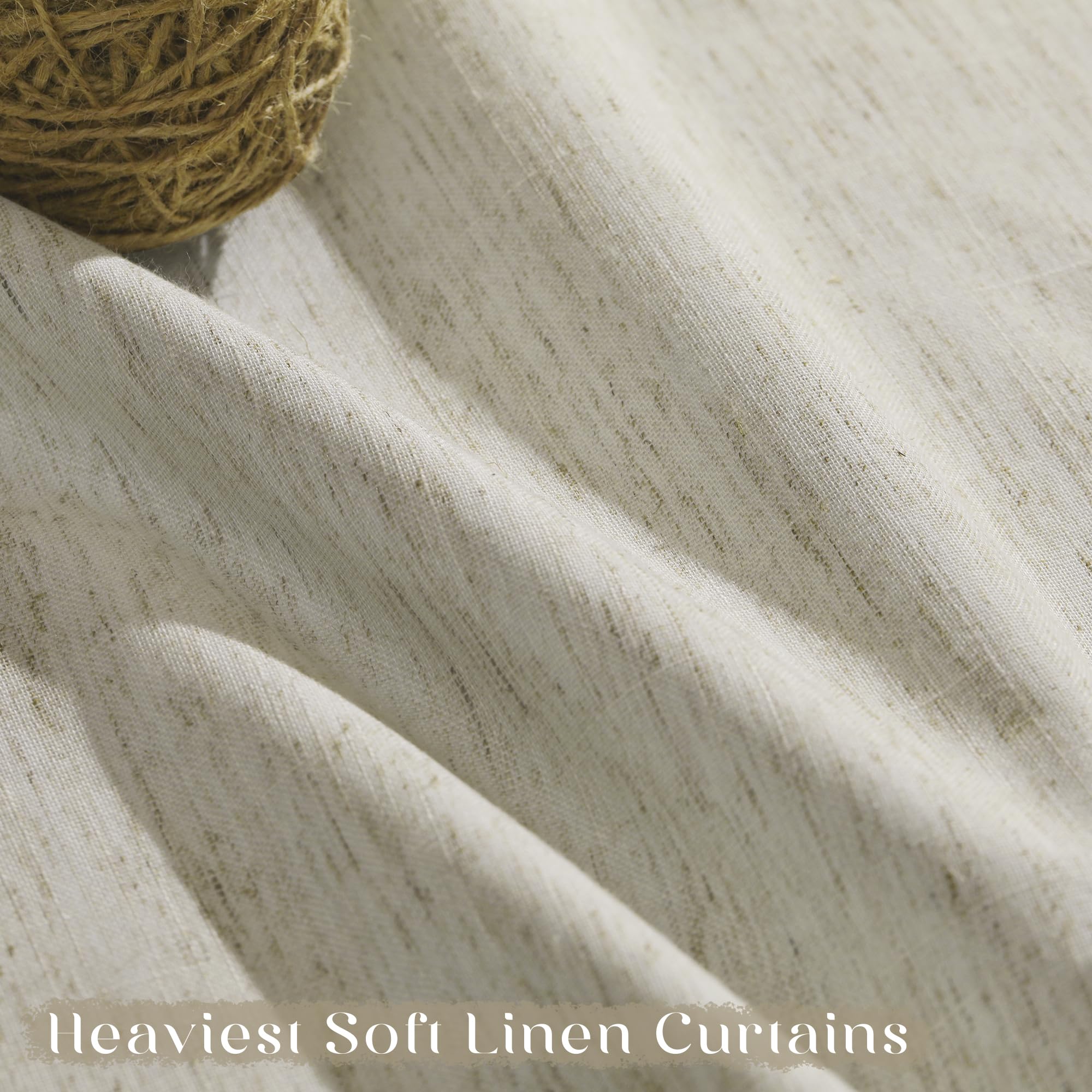 Cortinas opacas para dormitorio, sala de estar, 137 cm de largo, oscurecimiento de la habitación, aislamiento térmico, reducción de ruido, cortinas texturizadas de lino avena con pestaña