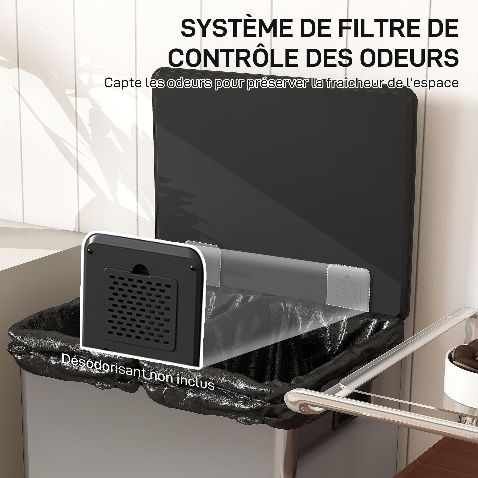 HOMCOM Poubelle à double compartiment 2 x 30L, poubelle de cuisine à pédale tri sélectif en acier inoxydable, seaux intérieurs, couvercle à fermeture douce et maintien en ouverture, poignées, argent