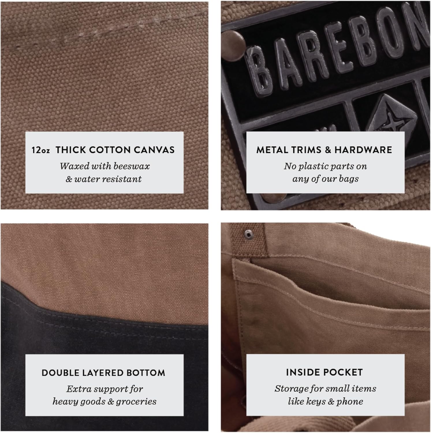 Barebones Neelum Large Waxed Canvas Tote Bags - Heavy Duty Canvas Bag and Reusable Grocery Bag - Image 7