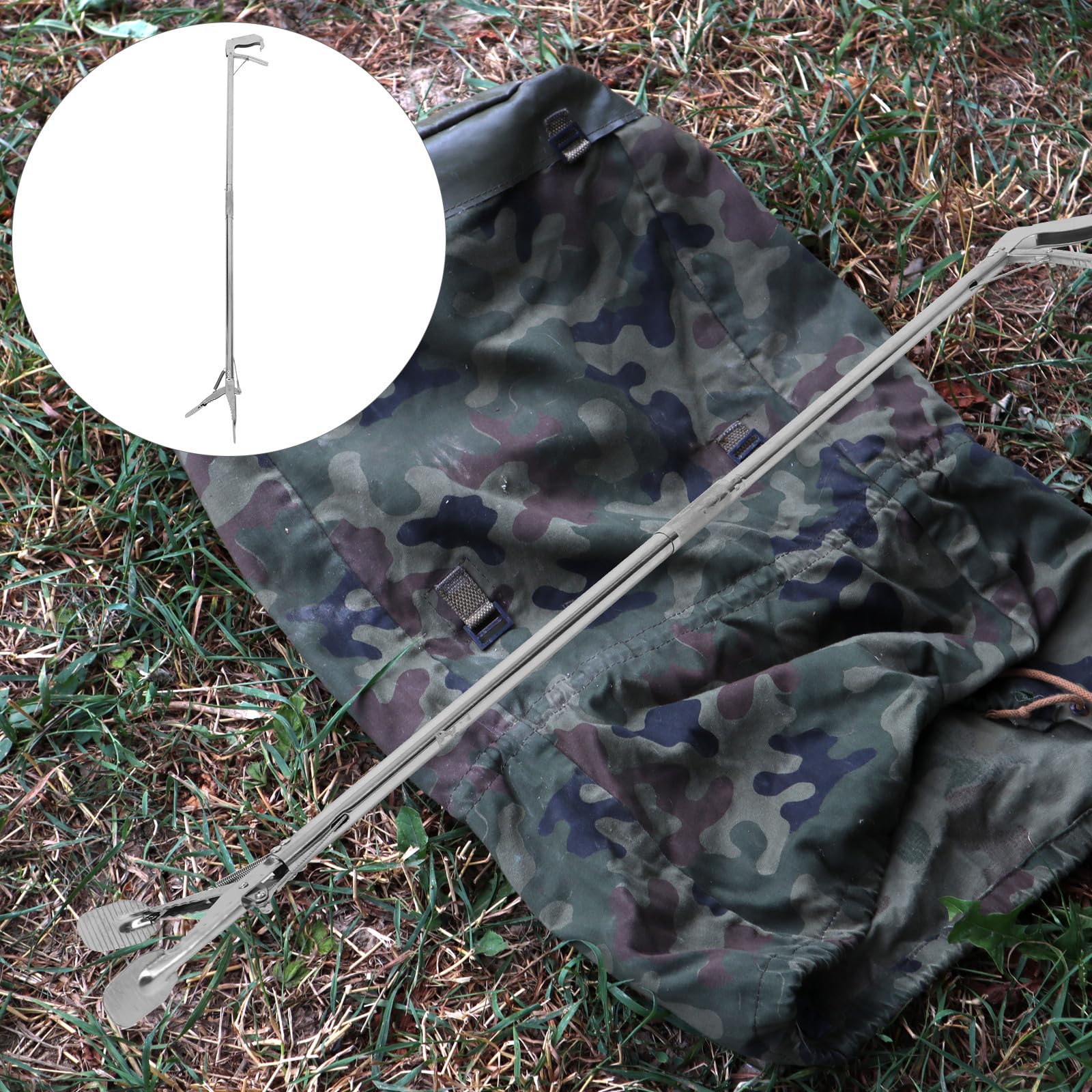 Strumento di Presa in Metallo Clip Pieghevole per Anziani Acciaio Inox 118 CM Utile per Raccolta Oggetti e Pulizia