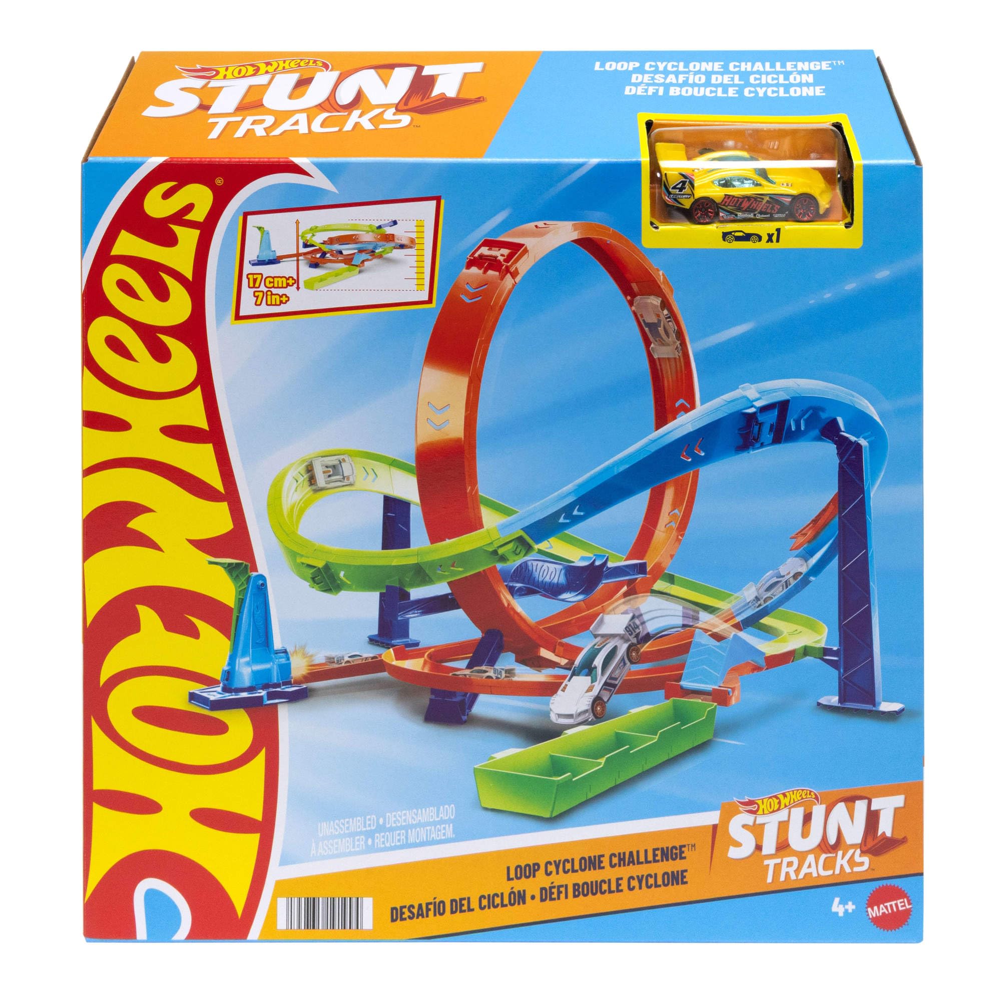 Hot Wheels Let's Race – Na start! - Netflix - Zakręcone tornado Zestaw z 2 sposobami zabawy i 1 samochodzikiem Hot Wheels, łatwe przechowywanie, HXM94