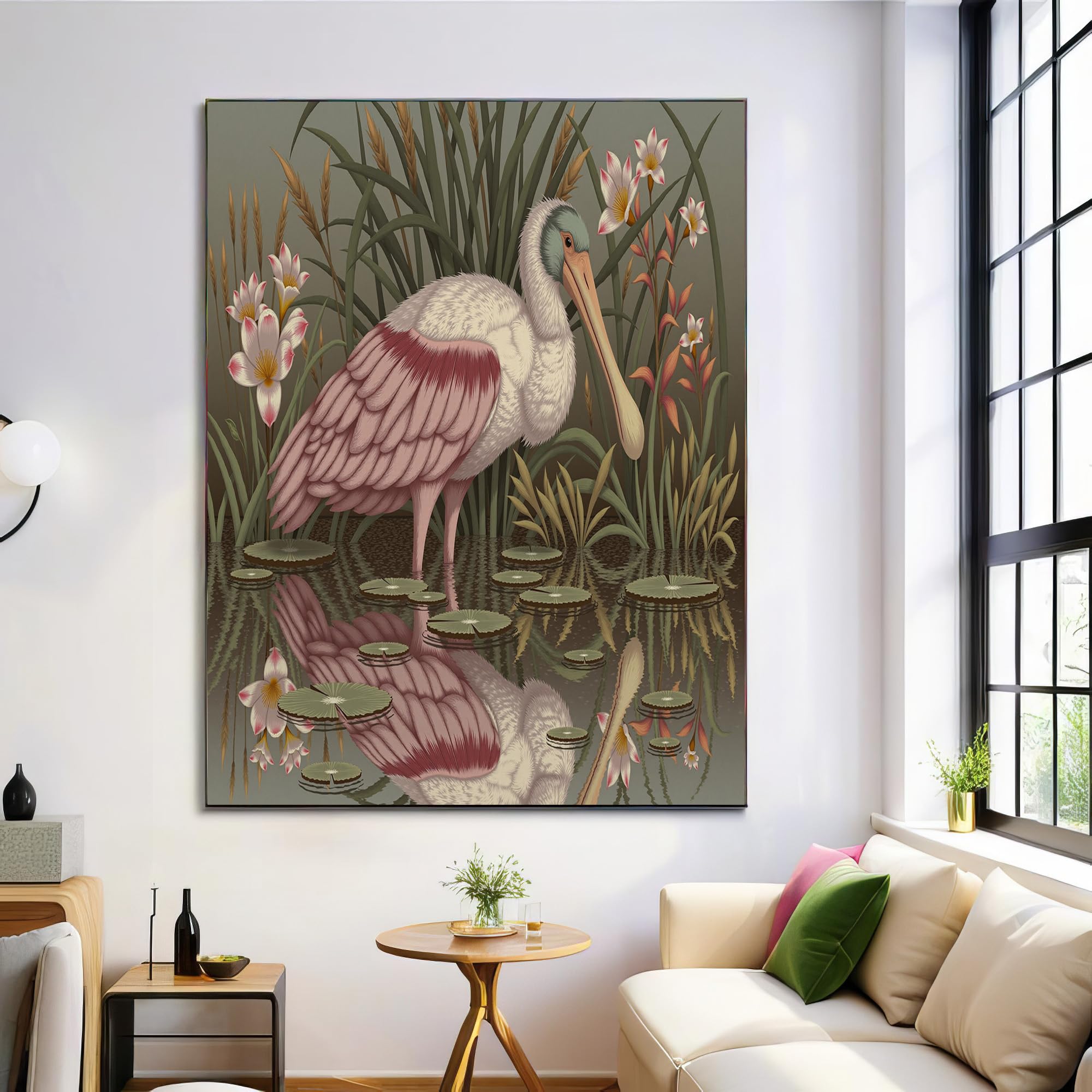 Arte de pared sin marco con diseño botánico rosa para llenar de vida y alegría tu salón 8