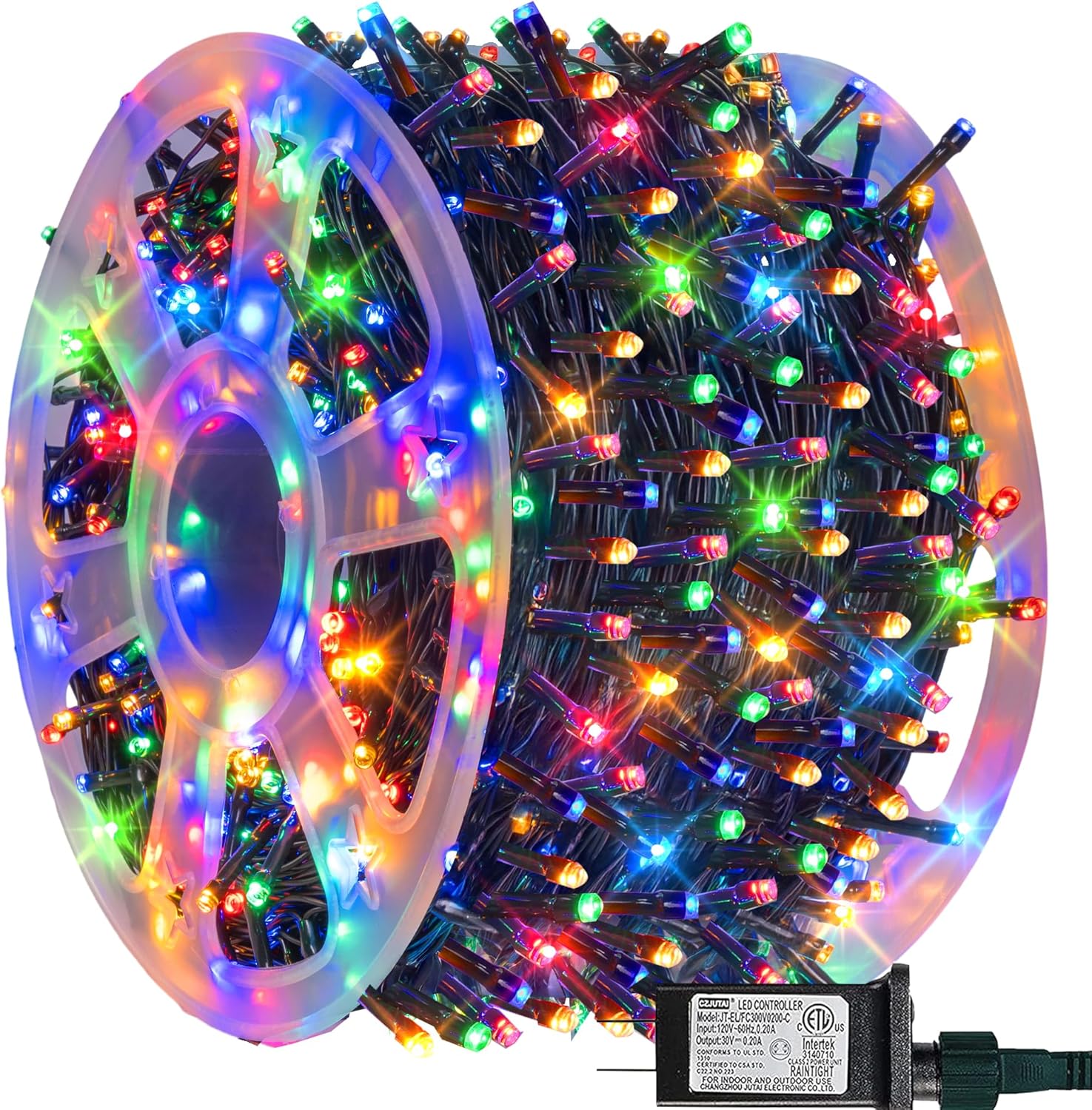 FUNPENY 164FT 500 LED Christmas Indoor Outdoor Decorative String Lights, 8 Modes Waterproof Green Wire LED Fairy Light for Xmas Party Wedding Garden Home Decoration (Multi-Colored) Multicolor 500 LED