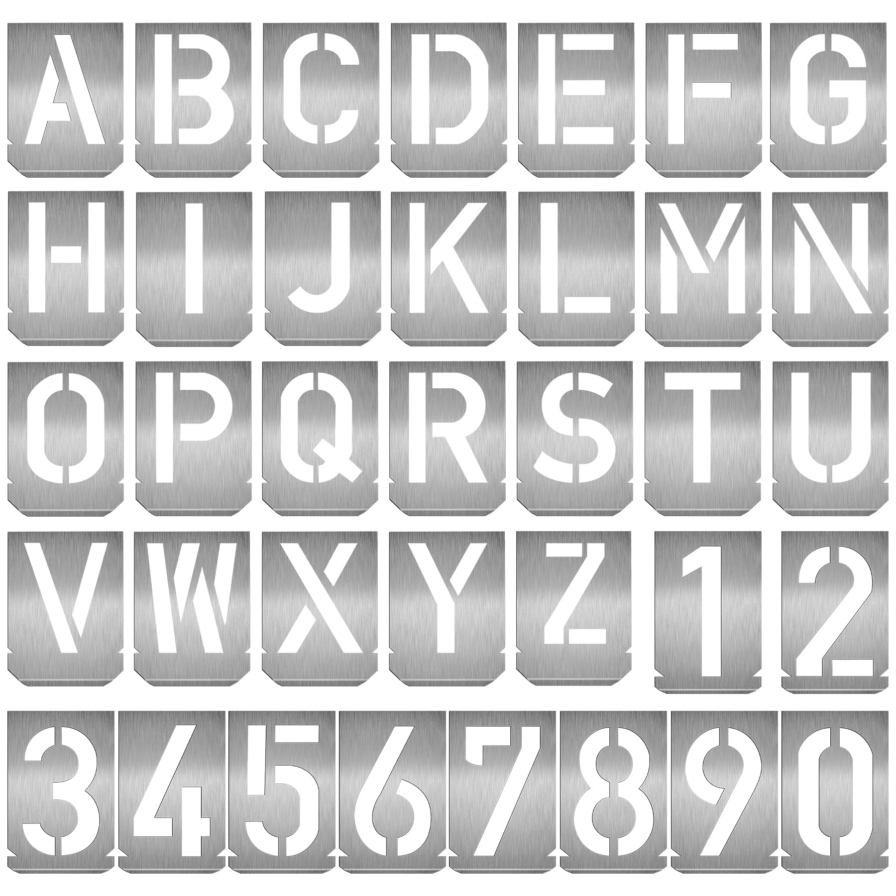 HAUTMEC 1-1/2"(40mm) Letter Number Stencils Set, 36 Pcs Stainless Steel Templates for Spray Painting, Reusable for Signs, Craf Metal DIY,Journaling, Narrow HT034740-ST