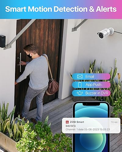 Miniatura 4 de ZOSI Sistema de cámara de seguridad para el hogar de 8 canales 3K Lite para exteriores, detección de humanos y vehículos, visión nocturna, 4 cámaras