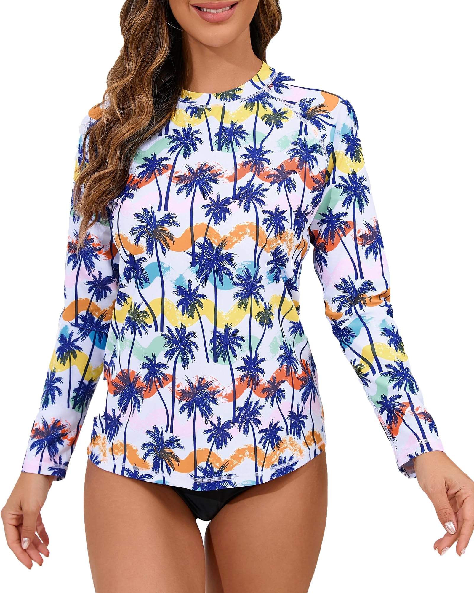 Halcurt Women's Long Sleeve Rash Guard Swim Shirts Quick Dry UPF50+ UV Sun Protection Swimsuit Top