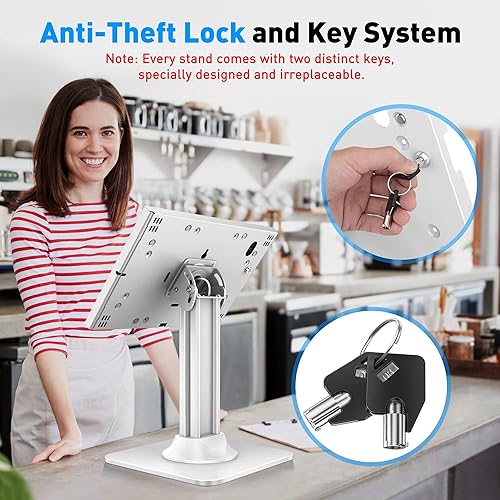 Miniatura 3 de AboveTEK Soporte antirrobo para quiosco para iPad  Soporte de seguridad para iPad POS y soporte de tableta con bloqueo  Base resistente, giro de
