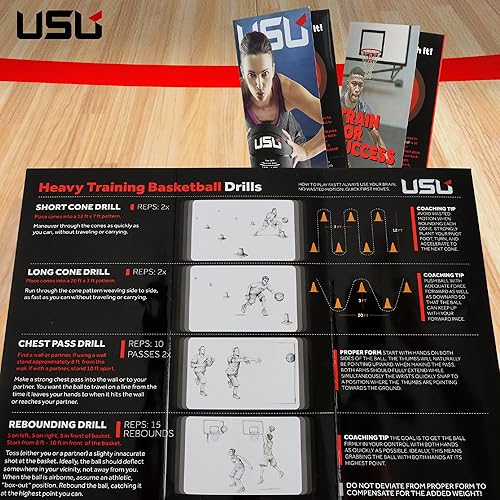 Miniatura 4 de USU Baloncesto de entrenamiento con peso, peso de 3 libras, tamaño 7 (29.5 pulgadas) y tamaño 6 (28.5 pulgadas), baloncesto duradero para interiores