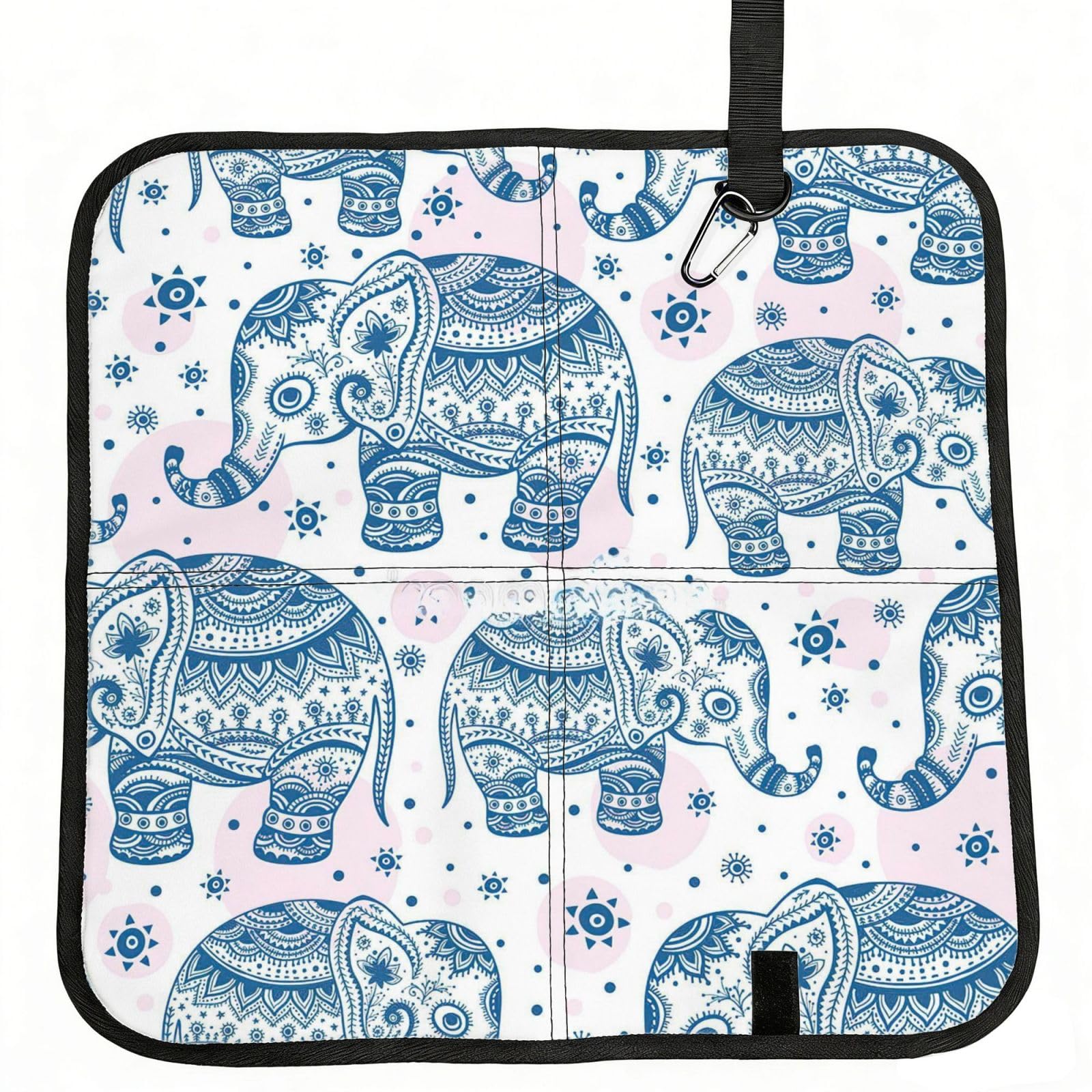 OKFSTY Boho Elephant Print Fold Away Seat Cushion Portable Outdoor Pad Polyester Bleacher Bench Mat Travel Picnic Pad