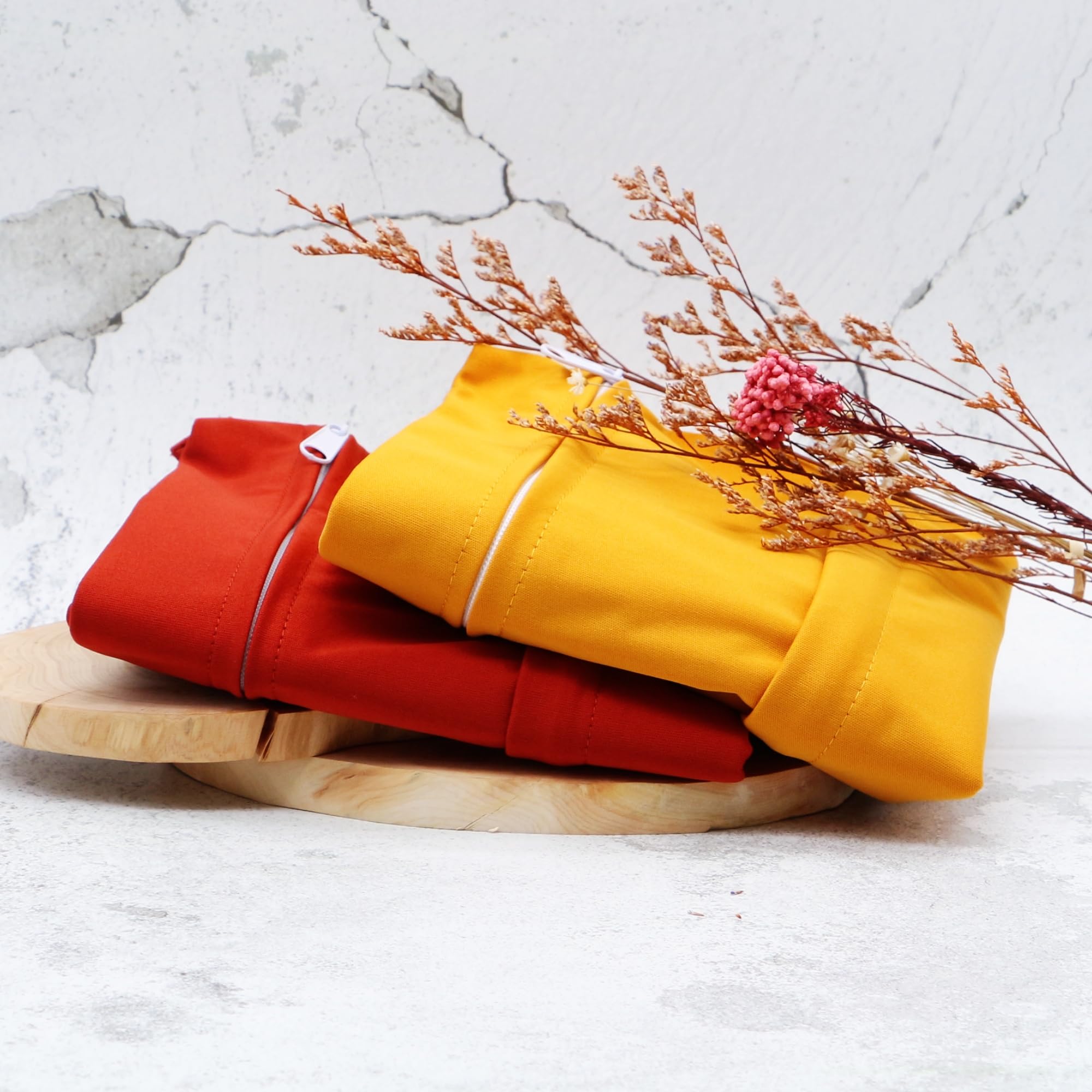 Asenappy 2pcs Cloth Diaper Wet Dry Bags Waterproof Reusable with Two Zippered Pockets Travel Beach Pool Daycare Soiled Baby Items Yoga Gym Bag for Swimsuits or Wet Clothes (3036-2-ginger)