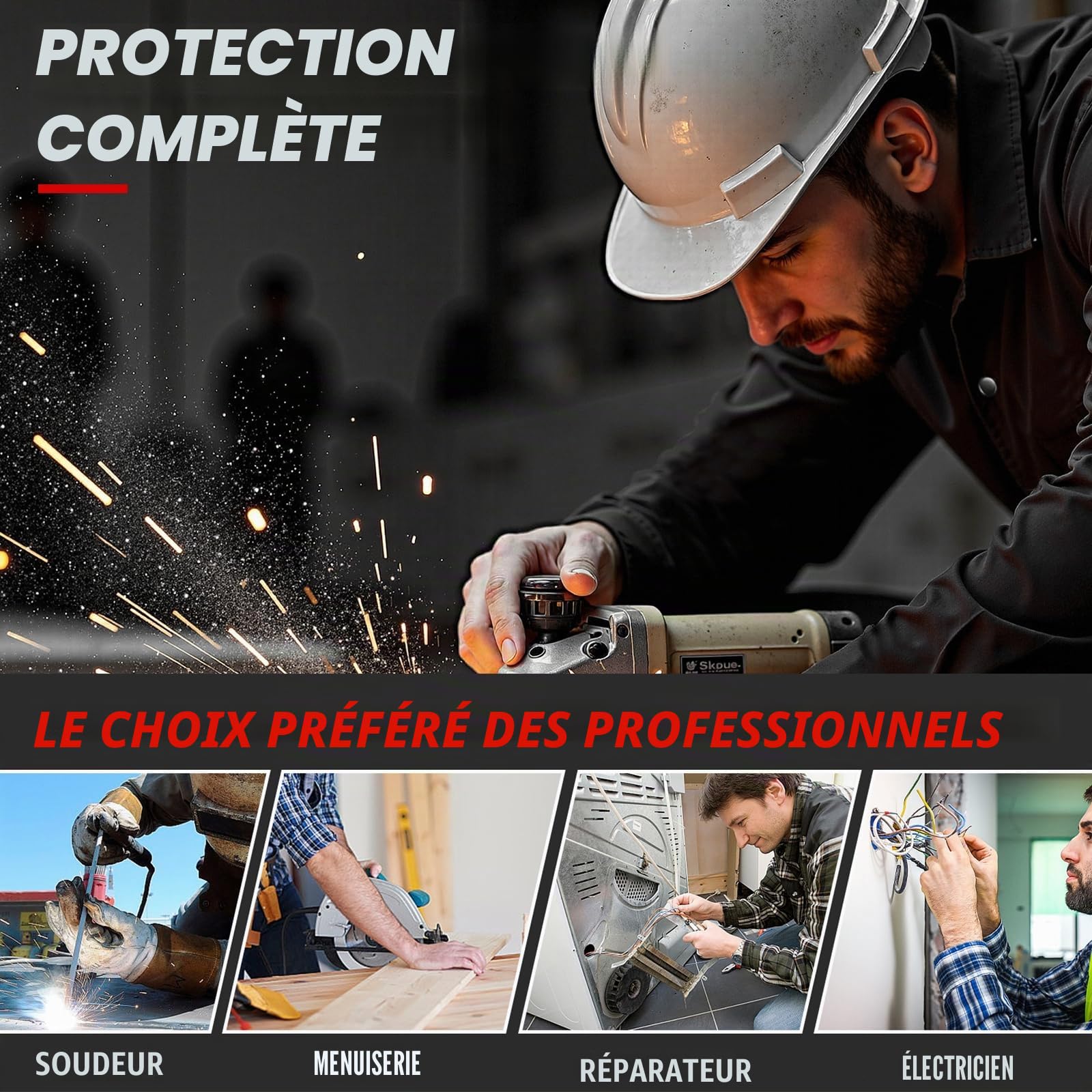 LeaSeek Veste de soudage ignifuge en coton avec manches en cuir, manteau de soudeur de sécurité au travail pour homme et femme