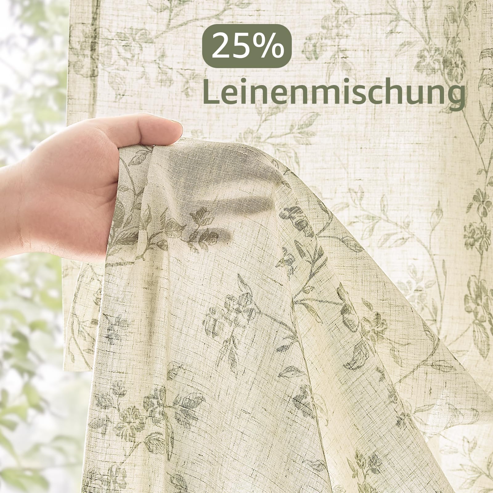TOPICK Tende interni traslucide verde 2 pezzi 140Lx260A cm effetto lino | Traslucide, compatibili binari, adatte soggiorno e camera da letto, moderne, lavabili, decorazione rustico