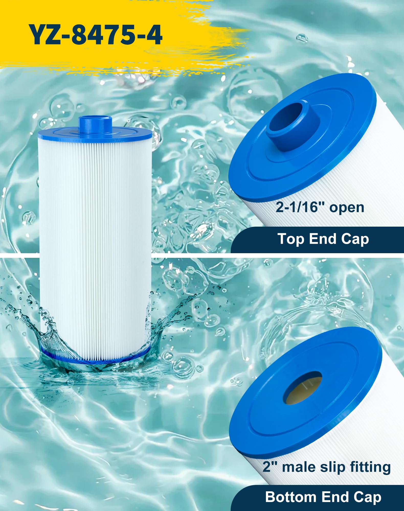 C-8475 - Cartucho de filtro de spa para bañera de hidromasaje PCS75N, 100594, C-8475, FC-3320, 75 pies cuadrados, paquete de 4
