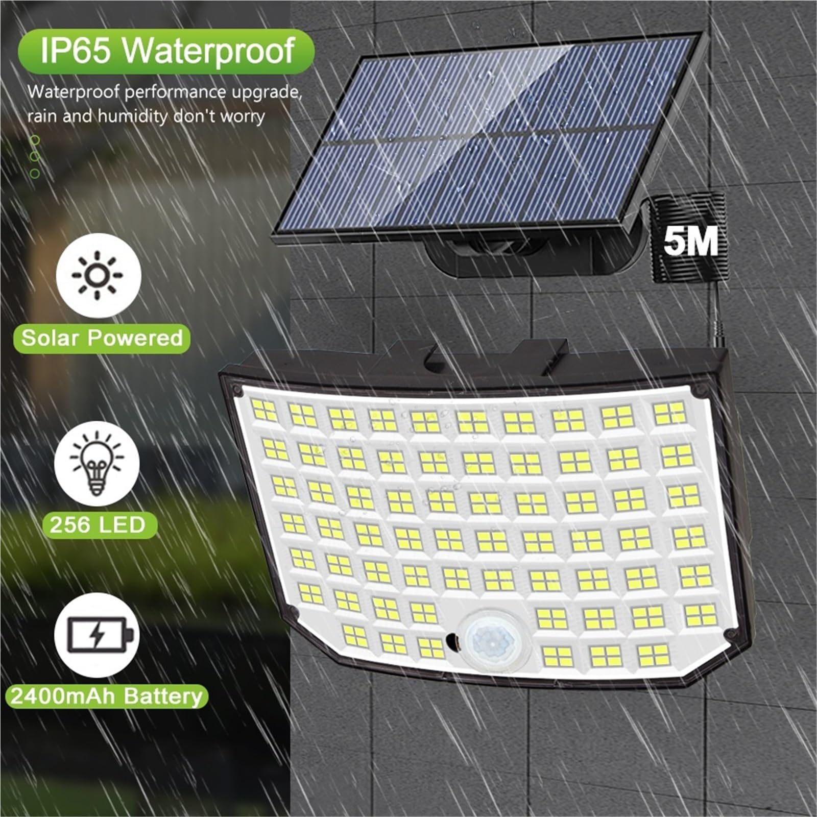 256 LED zewnętrzna lampa solarna jasne światła powodziowe z pilotem IP65 wodoodporna 3 tryby lampa ścienna do dekoracji ogrodu (2 szt.)
