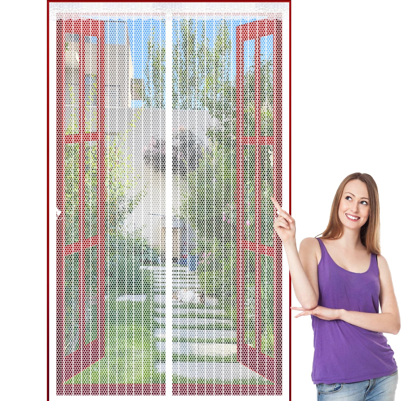 Lijiao White Magnetic Screen Door 122 X 185 Cm Keep Bugs Out Lets Fresh Air In, With Powerful Magnets And Full Frame Hook&Loop, No Gap, Mesh Curtain Anti Mosquito Kid And Pet Friendly,