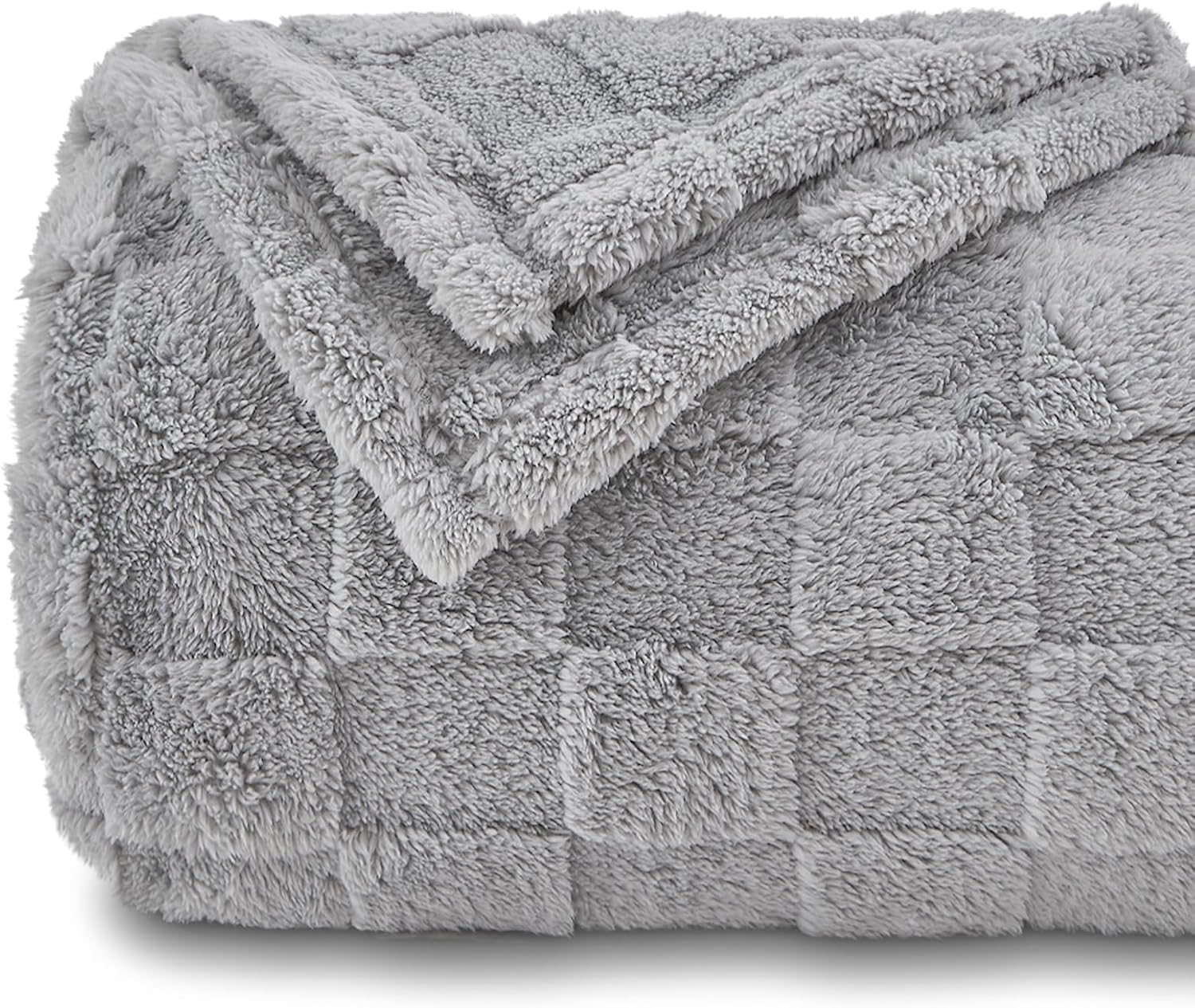 Grey Checker Luxury Throw Blanket