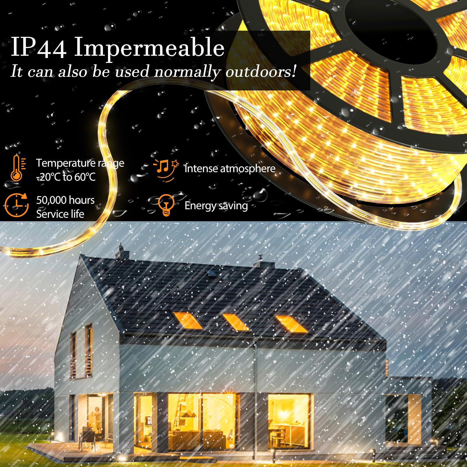 HOMASIS 30M LED Lichterschlauch, Lichterkette mit 1080 LEDs, Lichtschlauch für Innen & Außen, wasserfest LED Streifen mit Nennlebensdauer 50000h, LED Strip für Weihnachten, Deko, Party (Warmweiß, 30)